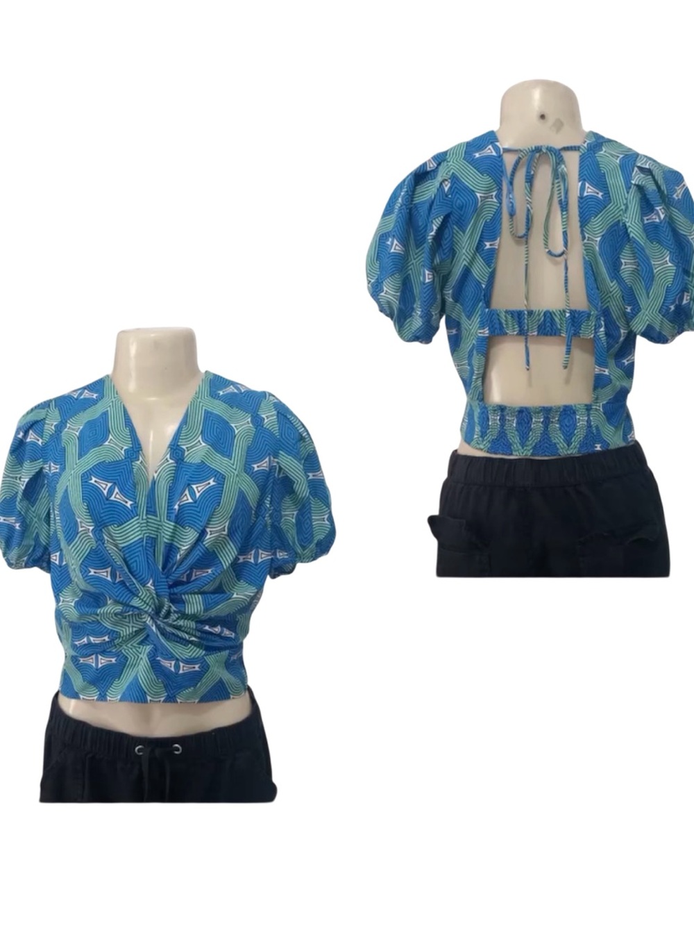 🔥 Open Back Bubble Sleeve Crop Top